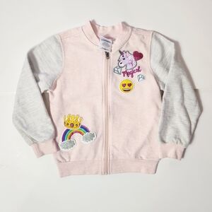 Emoji Brand Kids Pink Unicorn Sweatshirt with Gray Sleeves Size: 4